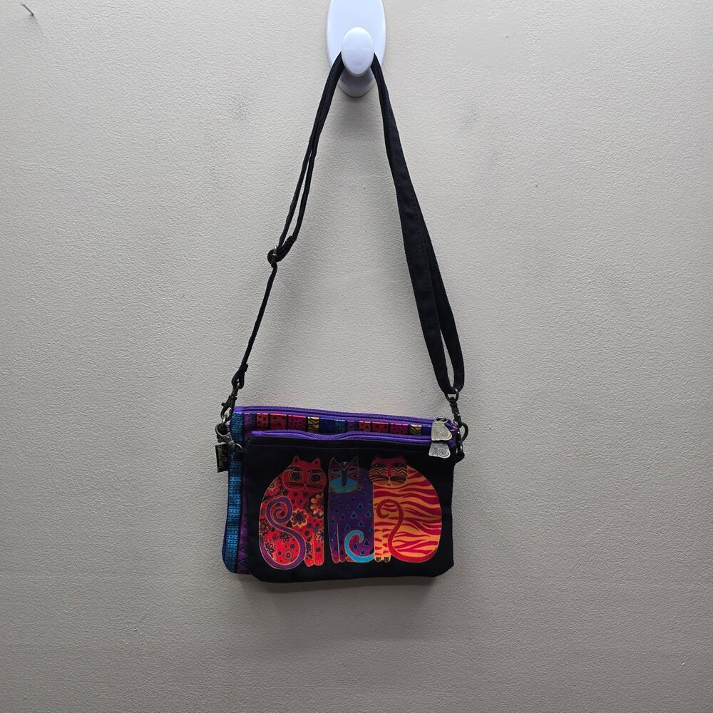 Laurel Burch Cats Feline Friends 2Pc Crossbody +Organizer Bag Boho Multicolor - Picture 2 of 11